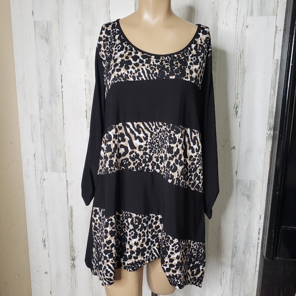 Notations Leopard Print Top Size 1x - image 1